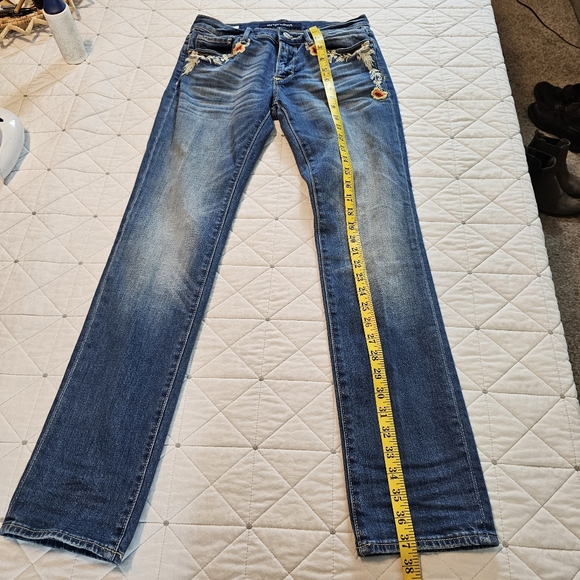 DriftWood Audrey Bird Embroidered Straight Leg Jeans! Size 27. - Picture 7 of 12